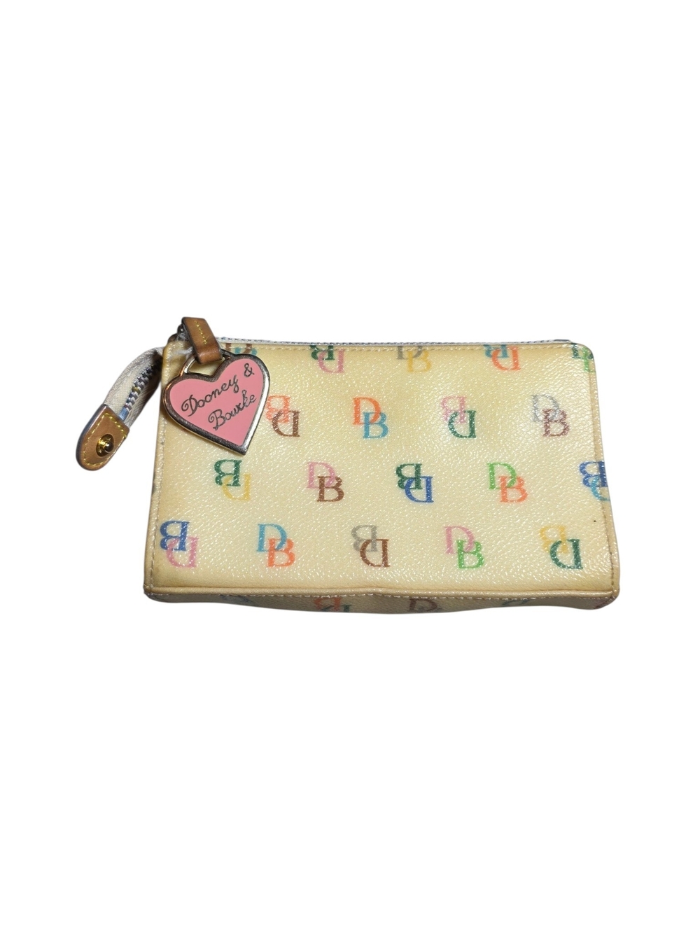 Vintage Dooney & Bourke Yellow Rainbow Monogram Pouch Wristlet Y2K